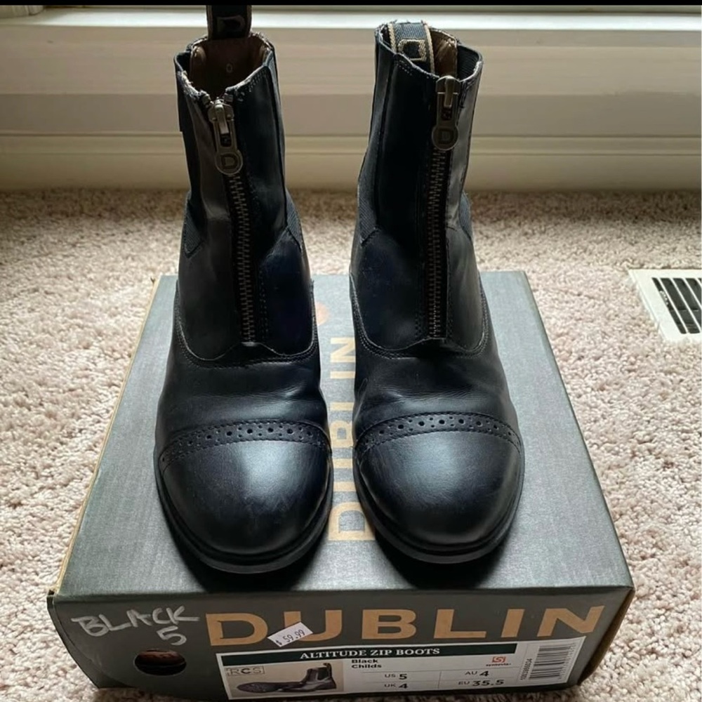 Dublin Kids' Black Zip Equestrian Boots